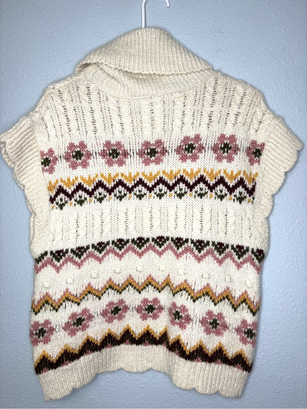 Mango Fair Isle Whimsical Turtleneck Sweater Shell XL - Picture 6 of 8